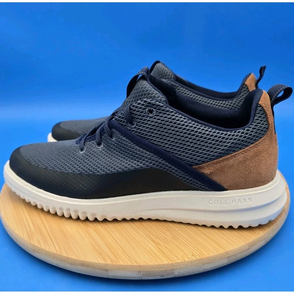 Cole Haan Mens Grand+ Hybrid Sneakers 9.5 Navy Mesh & Suede Comfort‎ Shoes NWOB